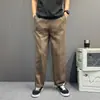Pantalones de pierna ancha con cintura de corbata color café, estilo "Old Money", estilo de verano delgado, nuevo modelo 2026, cintura elástica, caída fluida, pantalones casuales elegantes de pierna recta