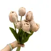 Crema Hidratante de Tallo Único Flor Artificial Tulipán Pétalo Doble Tacto Ramo Flor Falsa de Alto Calidad Aspecto Húmedo Decoración del Hogar