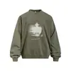 Sudadera redonda estilo retro americano desgastada con estampado de cara borrosa, holgada y casual, modelo de primavera/otoño para hombre, lavado pesado de 400G