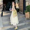Vestido de té floral estilo francés amarillo para mujer, moda de verano, petite, elegante, fresco y sencillo, nuevo modelo 2026