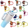Gorra de Paja de Dibujos Animados Winnie the Pooh Transfronteriza Taza de Agua Creativa Cubierta de Popote de Silicona Tapón de Popote a Prueba de Polvo Venta al por Mayor en Stock