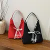 Bolsa de Ombro Listrada Dupla Face Verão Nova Bonita Estampada Letra Lona Bolsa Grande Capacidade Simples Letra Bolsa para o Dia a Dia
