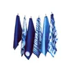 Lenço Quadrado de Algodão Puro Tie-Dye, Lenço Tingido com Corantes Naturais, Tie-Dye para Jardim de Infância, Algodão Puro, Branco Puro, Tecido Branco Tingido de Azul