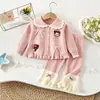 Conjunto de Suéter para Niñas para Otoño e Invierno, Nuevo Lindo Conjunto de Cardigan Tejido y Pantalones para Bebés Niñas, Moda Coreana de Moda, Atuendo de Princesa