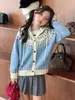 Chaqueta de Punto Fair Isle para Niñas 2026 Otoño Nuevo Estilo Cárdigan de Punto con Capucha Manga Larga para Niños Mayores