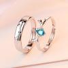 Anel de Casal Transfronteiriço Um Par de Anel de Abertura com Zircônia de Coroa Anel de Diamante de Simulação de Casamento Moda Simples Temperamento para Homens e Mulheres