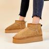9992 Botas de Nieve Nuevas para Mujer Primavera y Invierno 2025 Zapatos de Algodón Estilo Coreano Casual Forradas de Felpa Color Sólido Aumentadoras de Altura Cálidas de Caña Media Botas de Algodón