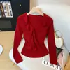 Suéter de Punto con Volantes y Mangas Largas para Mujer, Nuevo Diseño Otoño 2026, Prenda Exterior de Otoño e Invierno, Camisa Base de Punto