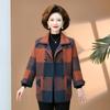Primavera, Otoño e Invierno 2025 Tops para Madres de Mediana Edad y Ancianas Chaquetas de Cuadros de Moda para Mujer Chaquetas Cárdigan de Punto Nuevas