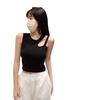 Chaleco interior irregular con aberturas para mujer, camiseta corta sin mangas, ajustada y adelgazante, con almohadilla para el pecho para primavera y verano.