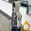 Chaqueta de retazos de forro polar para niños, ropa infantil de otoño e invierno, forrada de forro polar, para bebés y niños pequeños, abrigo de algodón con capucha de piel de cordero engrosado
