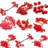 Flor Artificial Roja Grande Flor de Espuma Fruta de un Solo Lado Accesorios Hechos a Mano para Manualidades para Hacer Pasador Flor Envuelto Material para Joyería