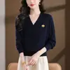 26 Cárdigan de Punto con Cuello en V Estilo Coreano Primavera Otoño Nuevo Abrigo Holgado Elegante Manga Larga Versátil Chaqueta Suéter Top Mujer