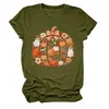 Amazon eBay sitio independiente moda personalizada mujer cuadros estampado leopardo lazo calabaza cuello redondo manga corta camiseta