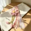 Estilo INS adorno colgante de girasol con borlas de tela Llavero de flor colorida Accesorio DIY Colgante para mochila