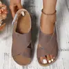 Novas sandálias plataforma femininas com tiras de velcro, bico aberto, sapatos casuais de sola grossa, sola macia, sapatos confortáveis para mães, tamanho 36-45