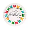 Nueva oferta transfronteriza especial para un nuevo color de impresión: plato de papel desechable de 7 pulgadas, diseño de escena de cumpleaños, festival de bodas
