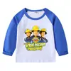 Camiseta de Algodón Puro Raglán para Niños Bombero Primavera y Otoño Cuello Redondo Manga Larga Camiseta Base para Bebés Niños