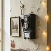 Pieza Decorativa Vintage Retro Estilo Bar con Acabado Desgastado, Modelo de Teléfono de Pared