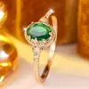 Venta Caliente Transfronteriza Anillo Ovalado Retro Esmeralda Luz Anillo Lujo Borde Retorcido Dorado Textura Espiga Anillo