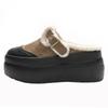 Zapatos de Algodón Semi-Cerrados de Invierno 2026 Estilo Nuevo Suela Gruesa Simples Estilo Birkenstock Puntera Cerrada Peludos para Mujer, Uso en Exteriores con Hebilla, Calientes y Modernos