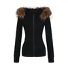 Sudadera con Capucha y Cuello Desmontable de Piel Estilo Retro Americano Otoño Nueva Moda Cintura Ajustada Chaqueta Cardigan Casual para Mujer