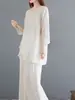 Chinoiserie para Mujer Dinastía Han Holgado y Delgado Algodón y Lino Zen Traje de Té Chinoiserie Retro Top Pantalones de Yoga Falda Verano