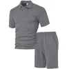 Conjunto de Camisa Polo de Manga Corta para Hombre Estilo Europeo 2026 Verano Nuevo Conjunto Casual de Shorts para Vacaciones