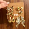 Pendientes Europeos y Americanos Transfronterizos Nueva Moda Simples Creativos de Personalidad Forma de C Gota de Agua Flor Set de Pendientes para Mujer Gama Alta Versátiles