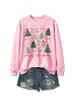 Amazon Wish Estación Independiente Moda Casual para Mujer Sudadera con Capucha Árbol de Navidad Alegre con Lazo