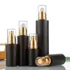 Frasco de Loção de Vidro Preto Frasco Spray Essência Frasco de Vidro para Evitar Engarrafamento Cosmético Conjunto Portátil de Viagem