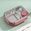 Lonchera compartimentada de acero inoxidable, lonchera de plástico elegante para estudiantes con recipiente para ensalada, lonchera apta para microondas para trabajadores de oficina