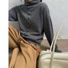 Primavera e Outono Nova Casual Macio Ceroso Lã Única Linha Multi-botão Gola Solta Corte Camisa Perfil Malha Cardigan Feminino