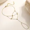 Aogu Ins Cadena de Muñeca de Acero Inoxidable con Corazón, Estrella y Avión Chapado en Oro Personalizado para Mujer, Accesorio de Mano Versátil Retro de Nicho