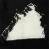 Suéter para hombre de primavera y otoño, con corte relajado y holgado, detalle de bigotes de gato, acentos de flecos, parches desgastados, diseño de bloques de color y cuello redondo con mangas largas.