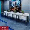 Mesa com Duto de Ar para Dissipação de Calor Estilo Esports para Lan House com Interface de Braço Articulado Fechadura Antifurto Mesa para Hotel Esports Multiusuário com Compartimento Inferior