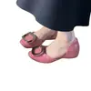Zapatos Mary Jane, Punta Cuadrada Francesa, Tacón Oculto, Zapatos de Mujer, Estilo Nuevo, Hebilla Metálica, Charol, Boca Baja, Zapatos Planos para Mujeres Bajitas