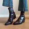 Primer Encuentro Ji Botas Casuales Retro de Puntera Puntiaguda Elásticas Adelgazantes para Mujer Otoño/Invierno para Ir al Trabajo Cremallera Trasera Botines