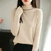 Novo Suéter de Malha Pulôver Gola Alta Dobrada Outono/Inverno 2026 para Mulheres Manga Longa Suéter Camada Base Feminino Comércio Exterior Transfronteiriço