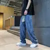 Calça Casual de Veludo Cotelê da Moda para Homens com Estampa de Letras, Estilo Fino para Primavera e Outono, Calça Reta Solta Retrô