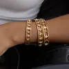 Pulseira Jieding de Ouro 18K com Zircônia, Camada Dupla Aberta, Aço Titânio Antidesgaste, Acessórios de Luxo Leve de Alta Qualidade, Aço Inoxidável