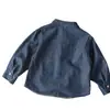 Camisa de Mezclilla Suave para Niños 2026 Primavera y Otoño Nuevo Estilo Top de Bloques de Color para Niños Pequeños Chaqueta Camisa de Bebé de Moda para Niñas