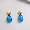Pendientes de Gota de Agua de Resina con Aguja de Plata Transfronterizos Europeos y Americanos Pendientes de Estilo Francés de Lujo Ligero Sentido de Diseño de Nicho Accesorios de Pendientes Versátiles Venta al por mayor