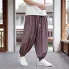 Calça de Verão Masculina Estilo Chinês Leve Respirável Seda de Gelo Estilo Lanterna Japonês Tamanho Grande Caimento Solto Casual
