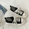 Sapatos de Lona de Solado Grosso Cabeça Grande Feios Fofos de Verão Femininos Harajuku Versáteis Fofos Sapatos Brancos de Lona Aumentadores de Altura Leves Respiráveis Sapatos Tendência
