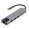 Estação de acoplamento multifuncional oito em um, porta de rede Type-C de 100 m, conversor USB, hub multifuncional seis em um.