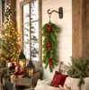 Decoración Artificial de Pino Adorno Colgante de Pared Colgante de Puerta de Navidad Decoración Suave Decoración de Pared de Planta Verde Estilo Navidad Acción de Gracias