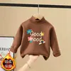 Blusa Base de Pelúcia Dupla Face Infantil para Outono/Inverno 2026 Novo Estilo Blusa Quente Elegante de Manga Longa Meia-Gola para Meninas