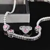 Amor Transfronterizo Circonita Sintética Dos Piezas Dulce Fresco Anillo Collar r4599-x8300