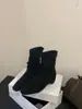 Botas apiladas de punta cuadrada estilo coreano para mujer, versátiles de otoño, gamuza, tacón grueso, nuevas botas cortas 2026 con cremallera trasera, botas de moda